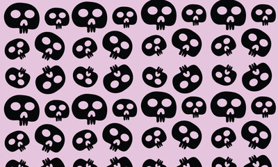 seamless halloween pattern with skull  ghost pumpkin bone 