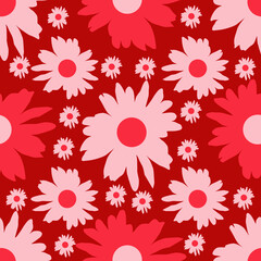 Vector - floral silhouette seamless pattern, flower head.
