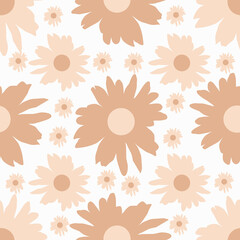Vector - floral silhouette seamless pattern, flower head.
