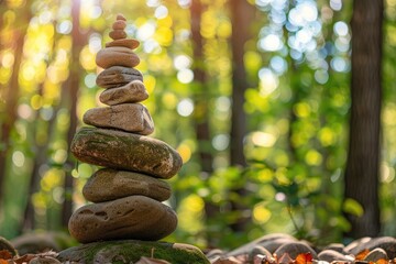 Obraz premium Stack of Balanced Stones in Nature 