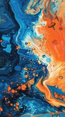 orange and blue abstract painting wallpaper - generative ai