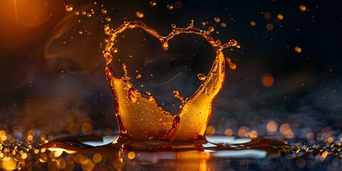 A splash of coffee with a heart shape in the middle