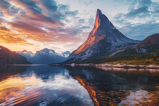 Immerse yourself in the captivating scenery of Stetind, where the vibrant summer season transforms the landscape into a photographer's paradise.