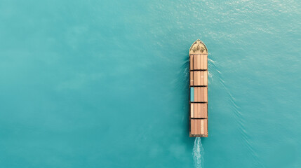 A large ship is sailing in the ocean