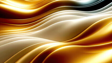 Elegant Gold and White Flowing Waves Background