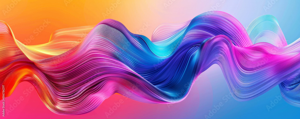 Aufkleber a dynamic rainbow gradient wave background with energetic, swirling lines and a seamless transition