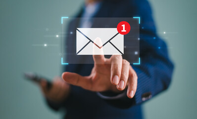 Email alert concept. New email notification, business e-mail communication, digital marketing,...