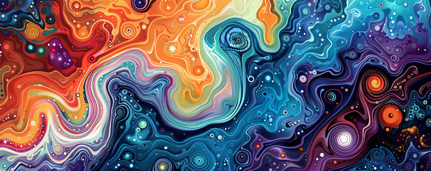 An abstract representation of rare earth minerals, with swirling patterns and bright colors representing elements like dysprosium, terbium, and holmium. The artistic design captures the essence of