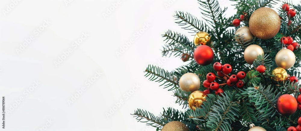 Aufkleber tree adorned with christmas balls for a festive copy space image.