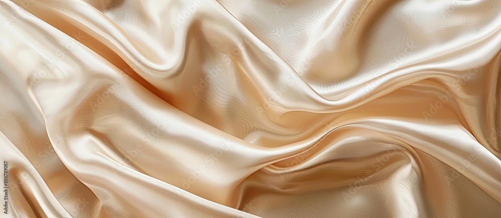 Poster smooth luxury satin silk cloth texture in beige or light brown tones adorns the background with a mi