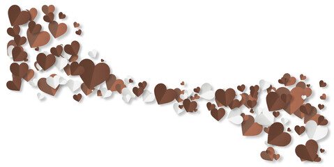 Brown folded paper heart isolated on transparent background.
