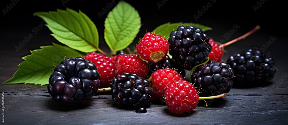 Poster Copy space image featuring a close-up view of a selection of wild berries.