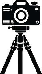 camera stand with camera illustration. camera, tripod, photo, stand, equipment, photography, professional, technology, studio