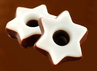 Fondantsterne weiss, Fondantsterne Weiss mit Schokolade, Weihnachten, Sterne, schokolade, 