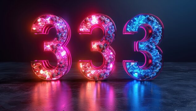 Neon Number Three 333