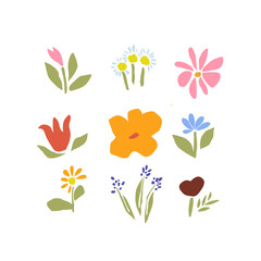 Colorful Hand-Drawn Flowers