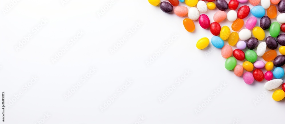 Aufkleber Colorful candy pebbles arranged in a frame with a white copy space image in the center.