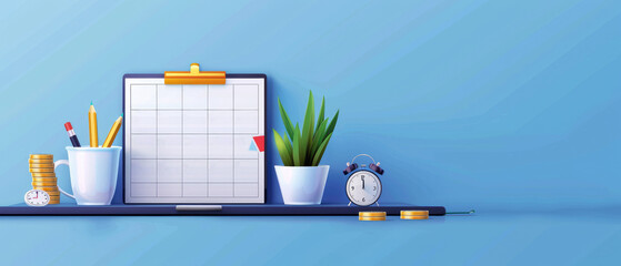 Illustration of tax planning calendar with money icons in flat design. Organize finances efficiently. Perfect for financial planning concepts.