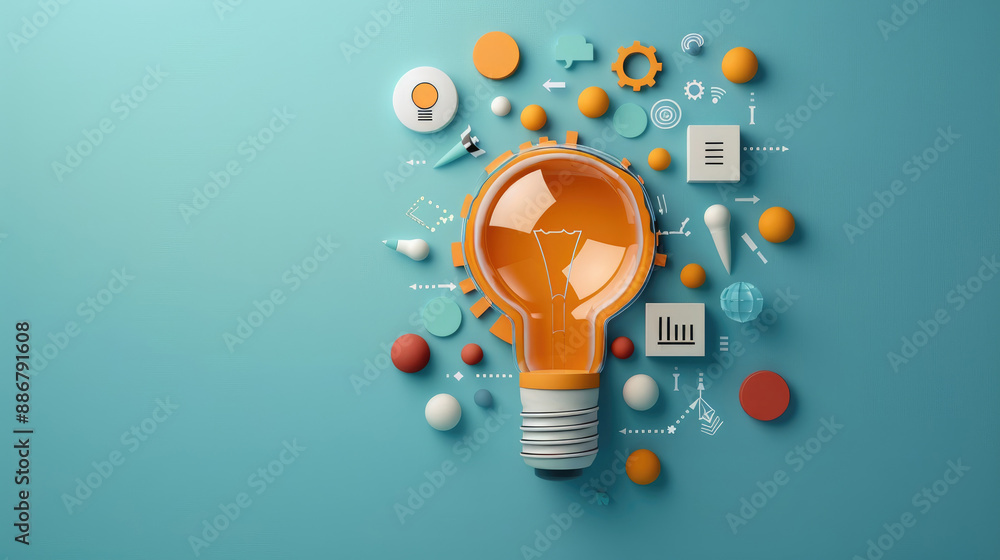 Aufkleber flat design illustration of a creative business solutions innovation hub. ideal for web design proje