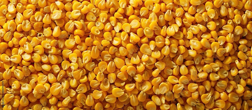 Fototapete corn grain's yellow pattern creates a backdrop with room for text, ideal for product and food contex