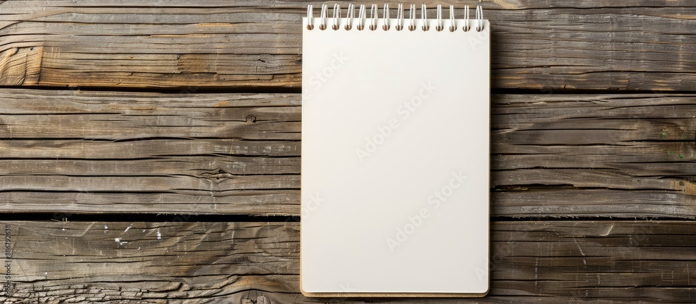 Aufkleber display a blank notepad on a wooden surface with room for additional content, like a copy space imag