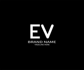 EV letter logo creative design. EV unique design. EV letter logo design on black background.