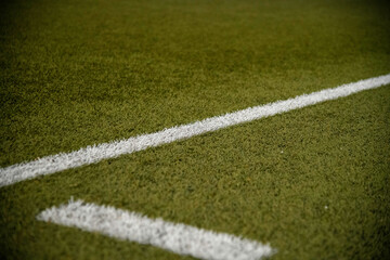 Linien auf Kunstrasen, Kunstrasenplatz Fussball Spielbegrenzung 