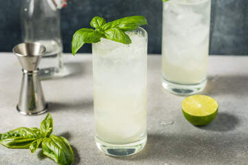 Boozy Cold Basil Highball Cocktail
