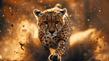 a cheetah running toward the camera