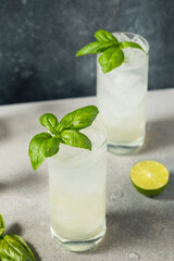 Boozy Cold Basil Highball Cocktail