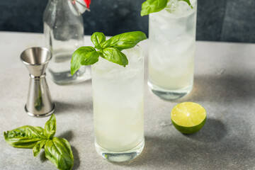 Boozy Cold Basil Highball Cocktail
