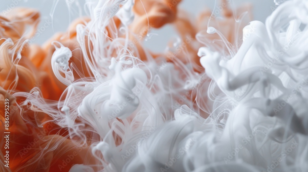 Poster abstract swirls of orange and white blend together creating a dynamic and visually striking pattern,