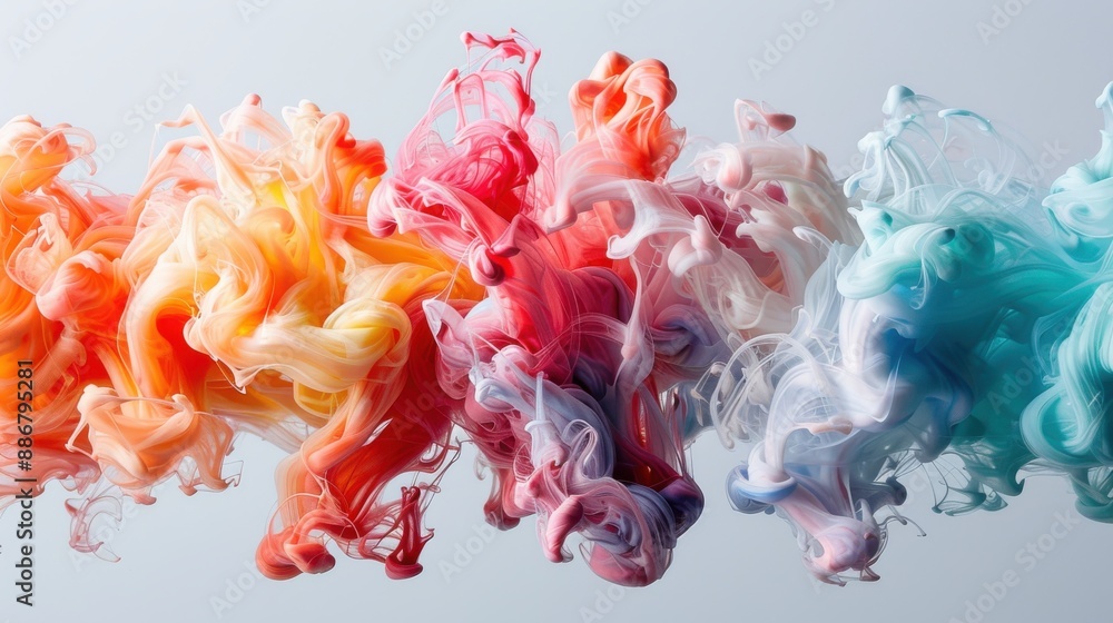 Poster a vibrant array of rainbow-colored smoky swirls stretch across the scene, each hue blending seamless