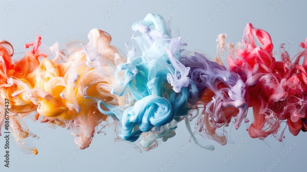 Poster a spectrum of colors swirl and blend in harmonious patterns, evoking a sense of peace and creative i