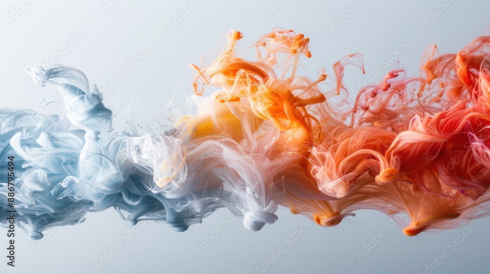Poster this image showcases an abstract display of flowing colorful ink in water, creating a tranquil and m