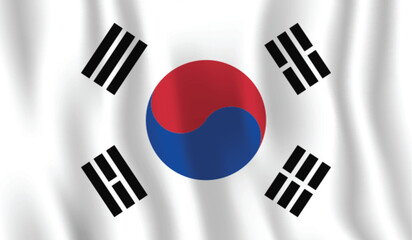 Realistic South Korea national flag Perfect color, scale, and proportion.