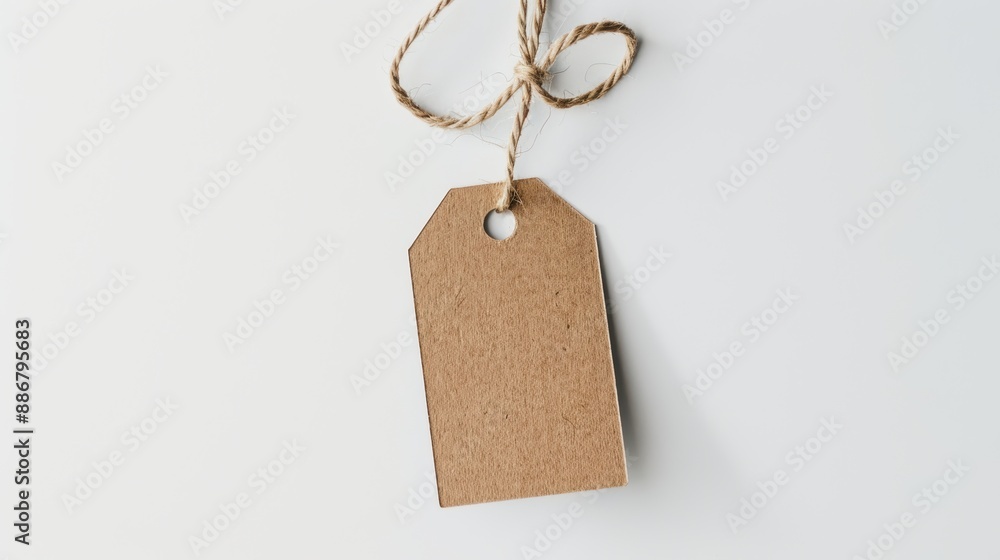 Aufkleber a brown tag with a hole in the middle is hanging from a string