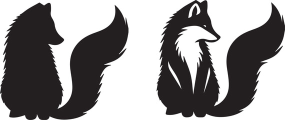 silhouettes of arctic fox vector illustration © Loveli