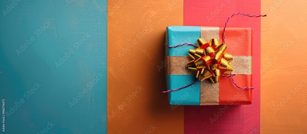 Poster colorful background sets off a stunning gift box with ample copy space image.