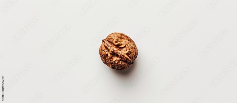 Poster walnut core on white backdrop with copy space image.