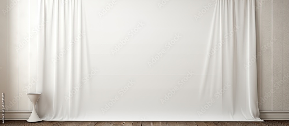 Leinwandbilder a white textile backdrop on wooden panels and blank wall with a space for adding text or images -- a