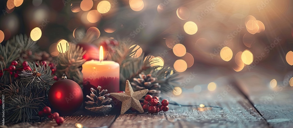 Poster festive christmas setting with space for text in the image.