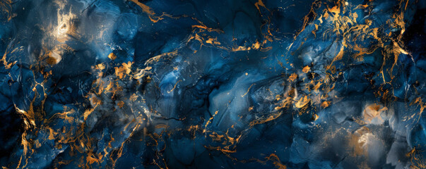 Fototapeta premium A luxurious marble texture background featuring elegant shades of sapphire blue and gold. The rich