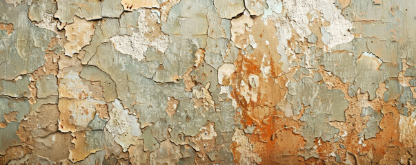 Obraz premium A grunge texture background with distressed, weathered surfaces, featuring a mix of cracked paint,