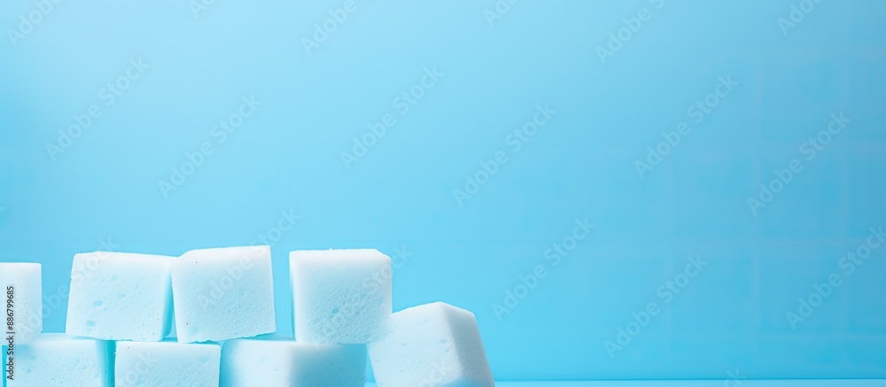 Aufkleber light blue background with sponges for a copy space image.