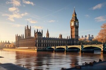 Big Ben Tower The architectural symbol of London England and Britain isolated in, generative IA