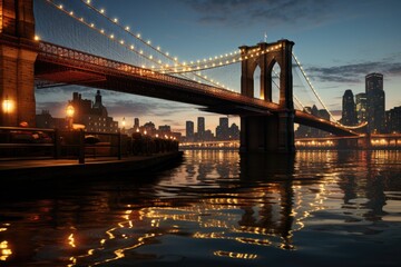 Obraz premium Brooklyn Bridge in New York, generative IA