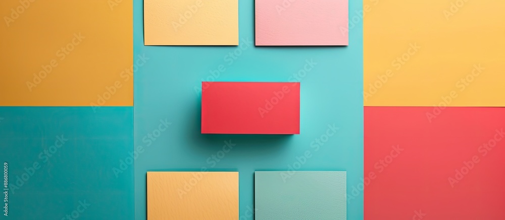 Leinwandbilder colorful background showcasing a business card mockup with copy space image for text, arranged in a 