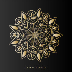 Luxury Mandala Art Design Vector with golden color premium luxury, on black background, Design for a wallpaper Paint, illustration Vector EPS 10