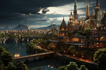 City in virtual reality, generative IA